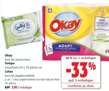 Okay - essuie-tout, mouchoirs ou papiers-toilette