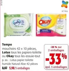 Okay - mouchoirs 42 x 10 pièces, tous les papiers-toilette ou tous les essuie-tout