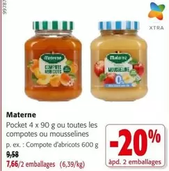 Pocket 4 x 90 g ou toutes les compotes ou mousselines