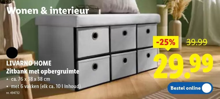 Zitbank met opbergruimte