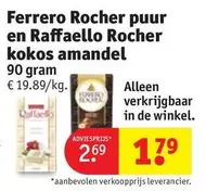 De - Rocher puur en Raffaello Rocher kokos amandel