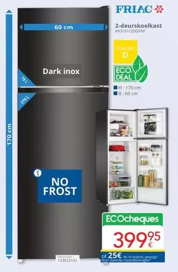 De - 2-deurskoelkast