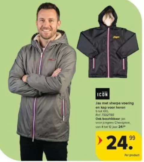 Jas met sherpa voering en kap voor heren