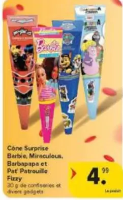 Barbie - Cone Surprise , Miraculous, Barbapapa et Pat Patrouille Fizzy