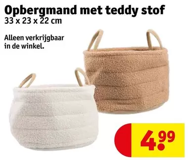 De - Opbergmand met teddy stof