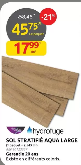 Large - SOL STRATIFIÉ AQUA LARGE