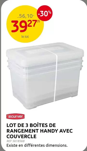 De - LOT DE 3 BOÎTES DE RANGEMENT HANDY AVEC COUVERCLE