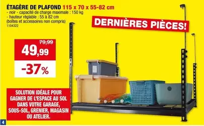 De - ÉTAGÈRE DE PLAFOND 115 x 70 x 55-82 cm