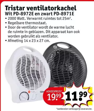 De - ventilatorkachel Wit PD-8972E en zwart PD-8971E