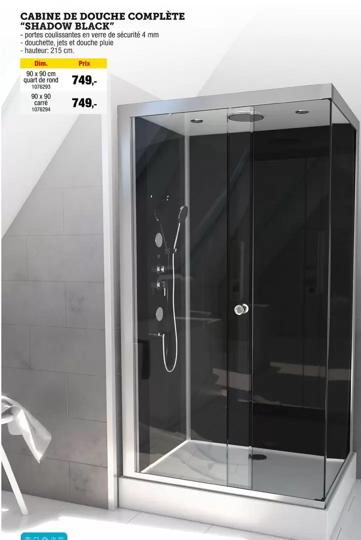 De - CABINE DE DOUCHE COMPLÈTE "SHADOW BLACK"