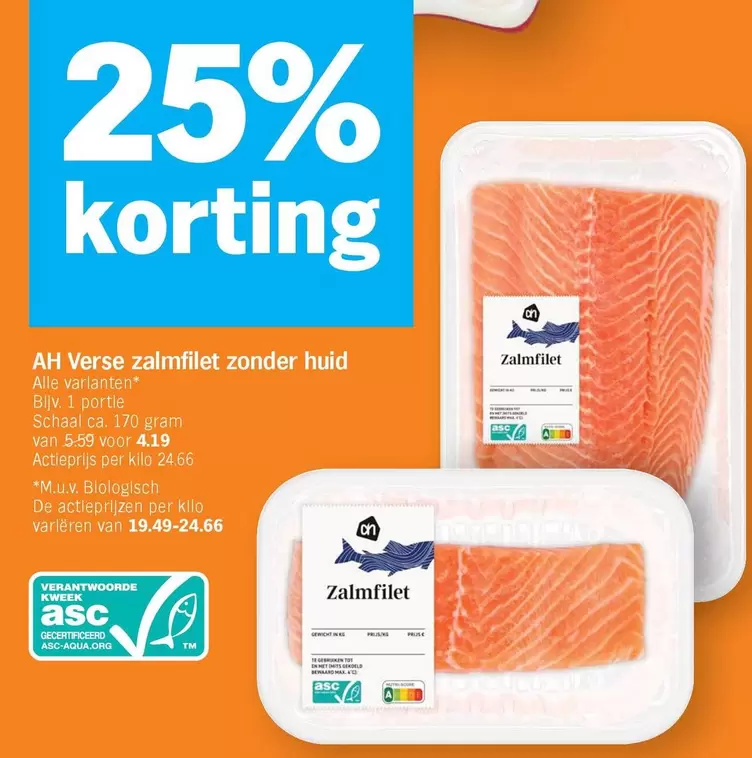 De - Verse zalmfilet zonder huid