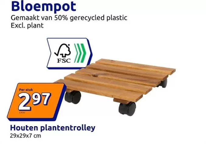 Houten plantentrolley
