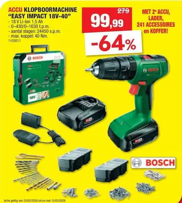Bosch - KLOPBOORMACHINE "EASY IMPACT 18V-40"
