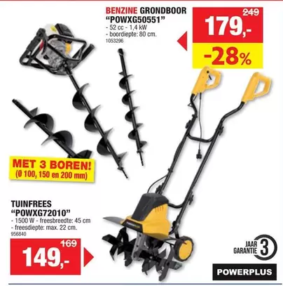 Kw - BENZINE GRONDBOOR "POWXG50551" or TUINFREES "POWXG72010"