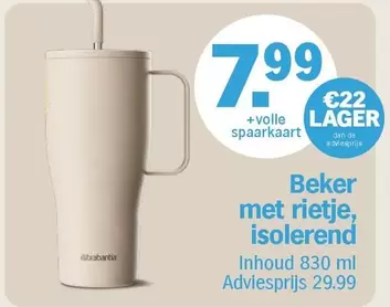 De - Beker met rietje, isolerend