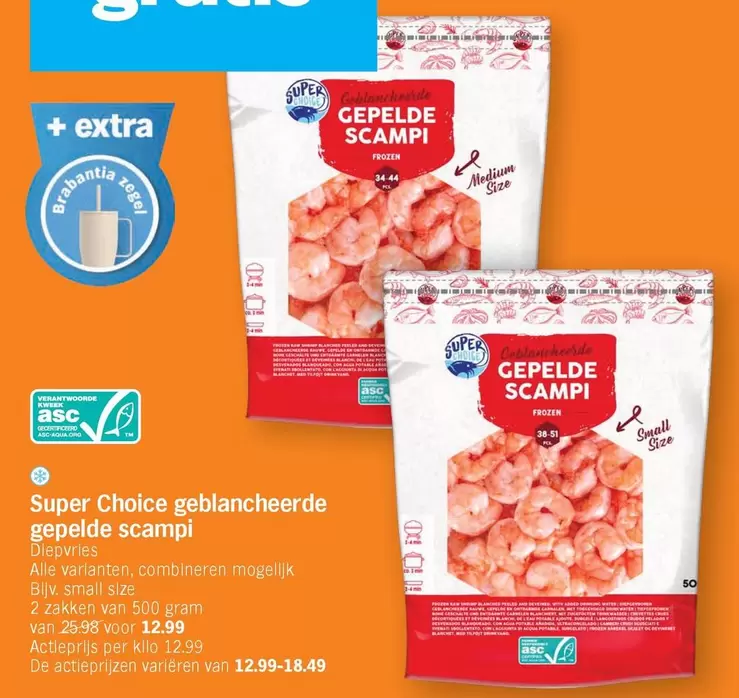 Extra - Geblancheerde Gepelde Scampi