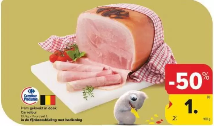 De - Ham gekookt in doek Carrefour
