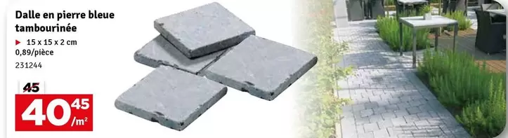 Dalle en pierre bleue tambourinée