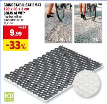 GRINDSTABILISATIEMAT 120 x 80 x 3 cm GRIJS of WIT