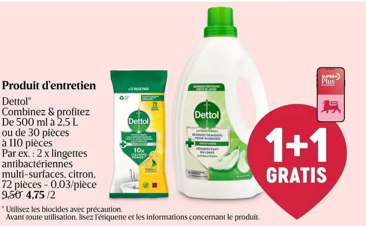 Dettol - Lingettes antibactériennes multi-surfaces, citron