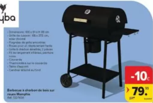 De - Barbecue à charbon de bois sur roues Memphis