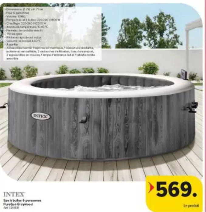 Intex - Spa à bulles 6 personnes PureSpa Greywood