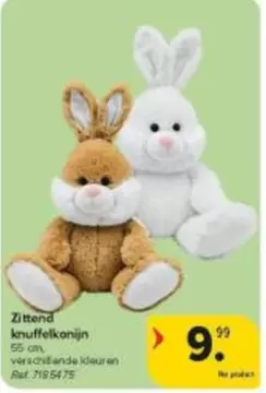 Zittend knuffelkonijn