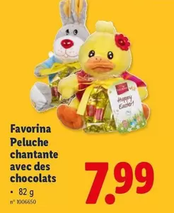 Peluche chantante avec des chocolats