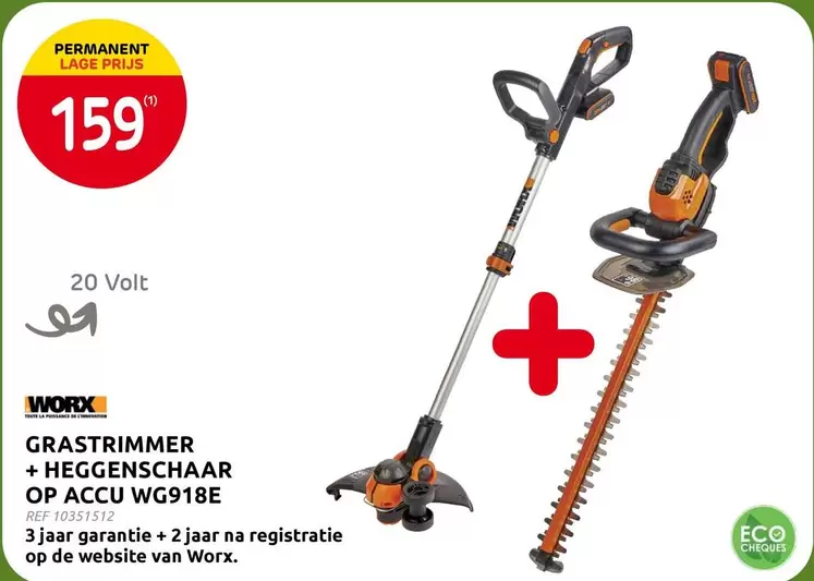 De - GRASTRIMMER + HEGGENSCHAAR OP ACCU WG918E