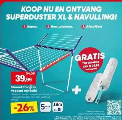 Nu - Standaard Droogrek Pegasus 180 Solid