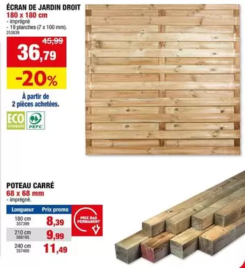 De - ÉCRAN DE JARDIN DROIT 180 x 180 cm