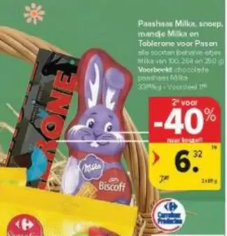 One - Paashaas, snoep, mandlje en Toblerone voor Pasen