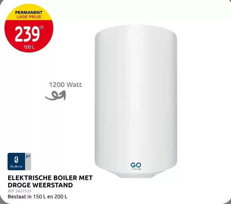 Go - ELEKTRISCHE BOILER MET DROGE WEERSTAND