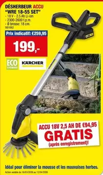 Karcher - DÉSHERBEUR ACCU "WRE 18-55 SET"