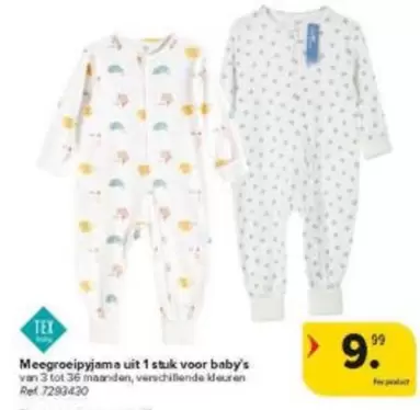 Meegroeipyjama uit 1 stuk voor baby's
