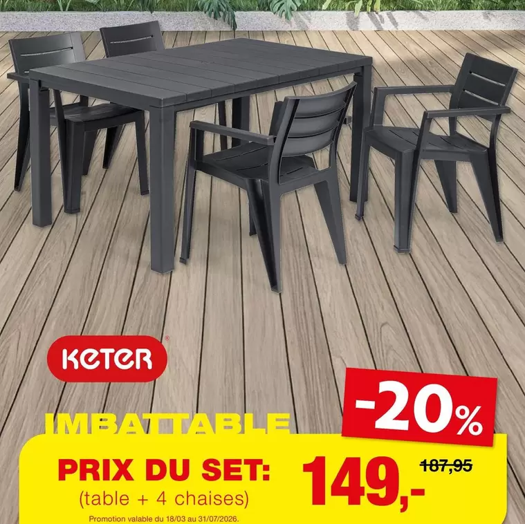 Table and 4 chairs set