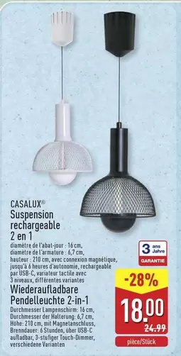 De - Suspension rechargeable 2 en 1 / Wiederaufladbare Pendelleuchte 2-in-1