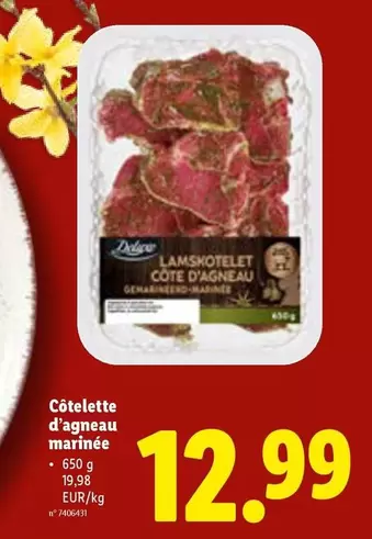 Côtelette d'agneau marinée