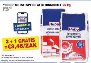 "HUBO" METSELSPECIAL OF BETONMORTEL 25 kg