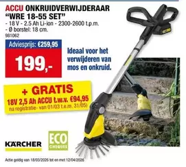 Karcher - Accu Onkruidverwijderaar "WRE 18-55 SET"