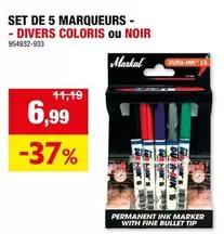 De - SET DE 5 MARQUEURS - DIVERS COLORIS ou NOIR 954932-933