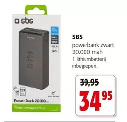 powerbank zwart 20.000 mah