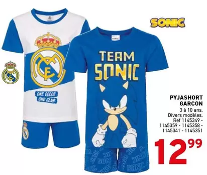 Sonic - PYJASHORT GARCON 3 à 10 ans