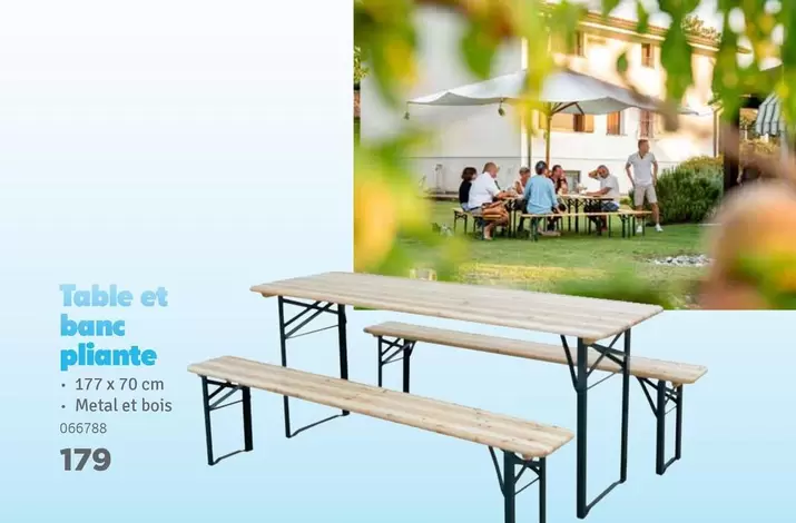 Table et banc pliante
