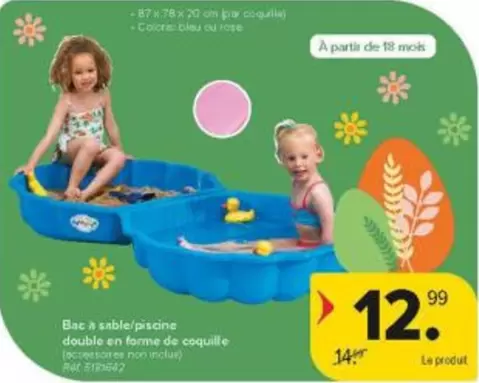 De - Bac à sable/piscine double en forme de coquille