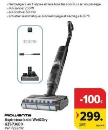 Aspirateur-balai Wet&Dry GZ5736EO
