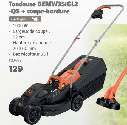 De - Tondeuse BEMW351GL2-QS + coupe-bordure