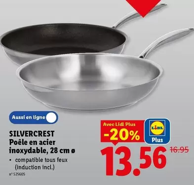 Poêle en acier inoxydable, 28 cm