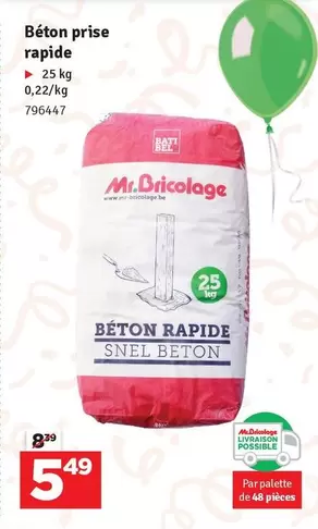 De - Béton prise rapide 25 kg 0,22/kg 796447