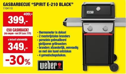 Black - GASBARBECUE "SPIRIT E-210 BLACK" 1104110